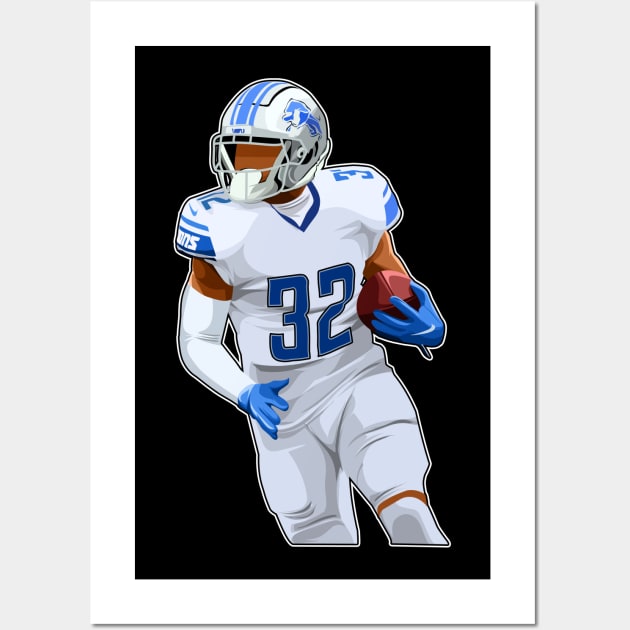 D'Andre Swift #32 Move The Ball Wall Art by GuardWall17